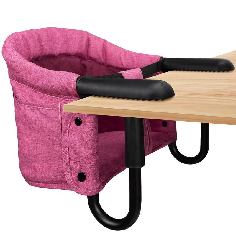 Portable Hook-On High Chair for Babies 6-36M Foldable Travel Booster Seat W/ Carry Bag | Grey/Khaki/Rose Red
