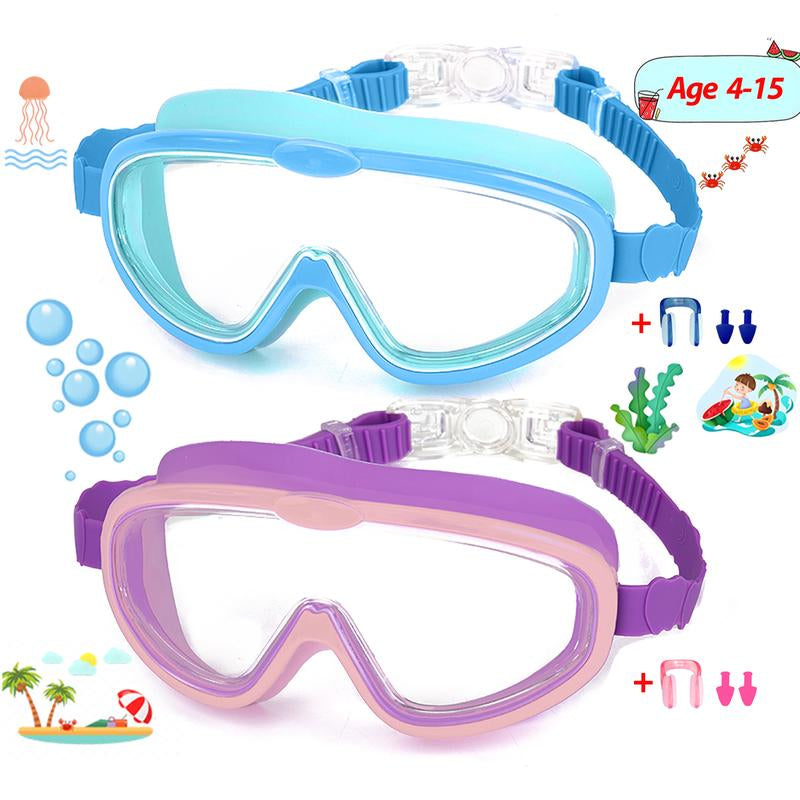 1 Pack Children'S Swimming Goggles 4-15 Years Anti-Fog UV Wide Field of View Waterproof Leak Proof Boys and Girls Swimming Goggles