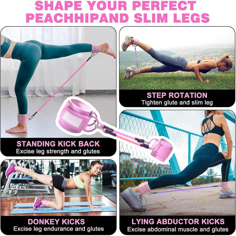 Ankle Resistance Bands, Ankle Bands for Working Out with Cuffs, Resistance Bands for Leg Butt Training Workout Equipment for Kickbacks Hip Gluteus Training Exercises, Ankle Straps with Exercise Bands Resistant Bands Fitness Ankle Resistance Outdoorfun