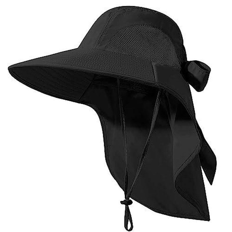 Womens Sun Hat Uv Protection Foldable Waterproof Wide Brim Bucket Hats with Neck Flap for Summer Beach Fishing Hiking