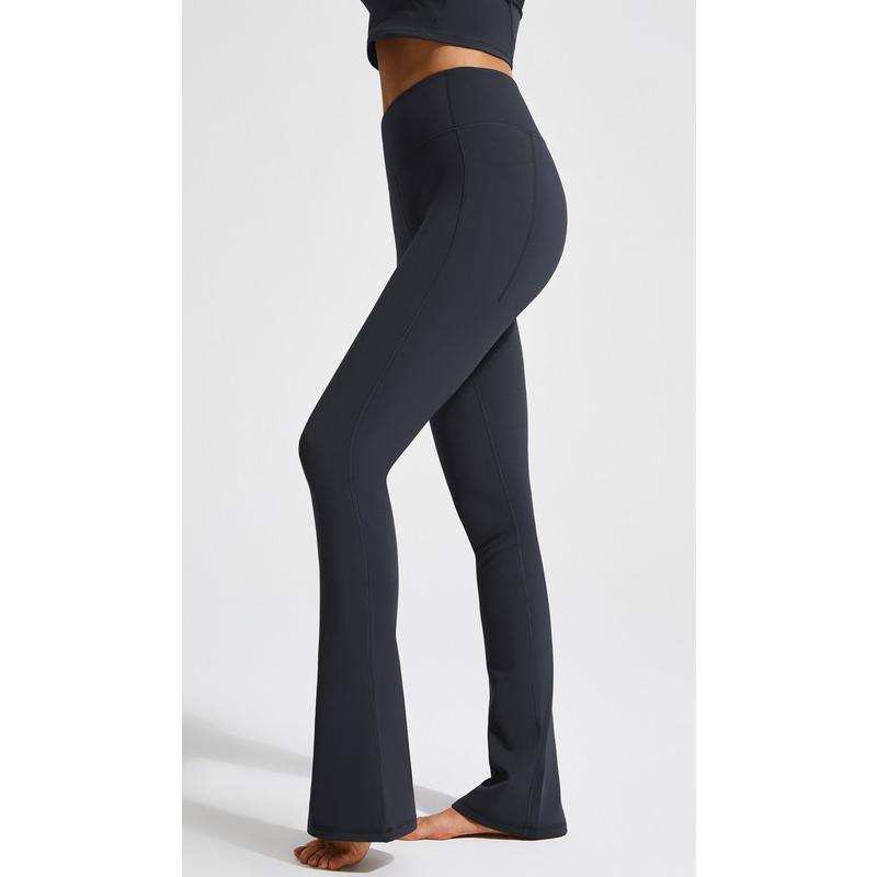 AFITNE Women'S Fleece Lined Yoga Pants Mini Flare Leggings with Pockets Thermal Warm Pants for Cold Weather