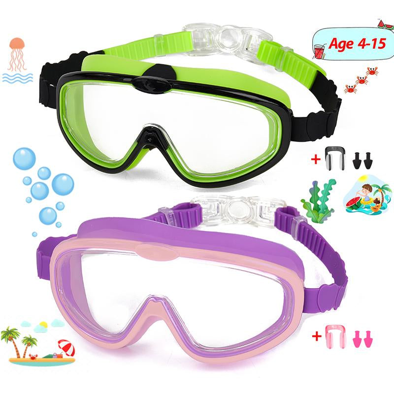1 Pack Children'S Swimming Goggles 4-15 Years Anti-Fog UV Wide Field of View Waterproof Leak Proof Boys and Girls Swimming Goggles