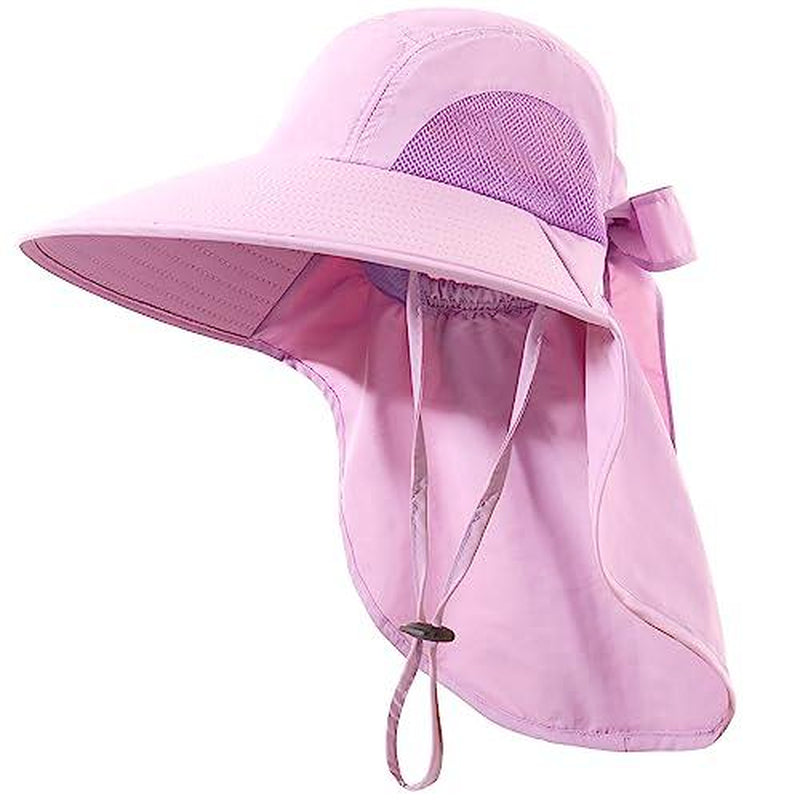 Womens Sun Hat Uv Protection Foldable Waterproof Wide Brim Bucket Hats with Neck Flap for Summer Beach Fishing Hiking