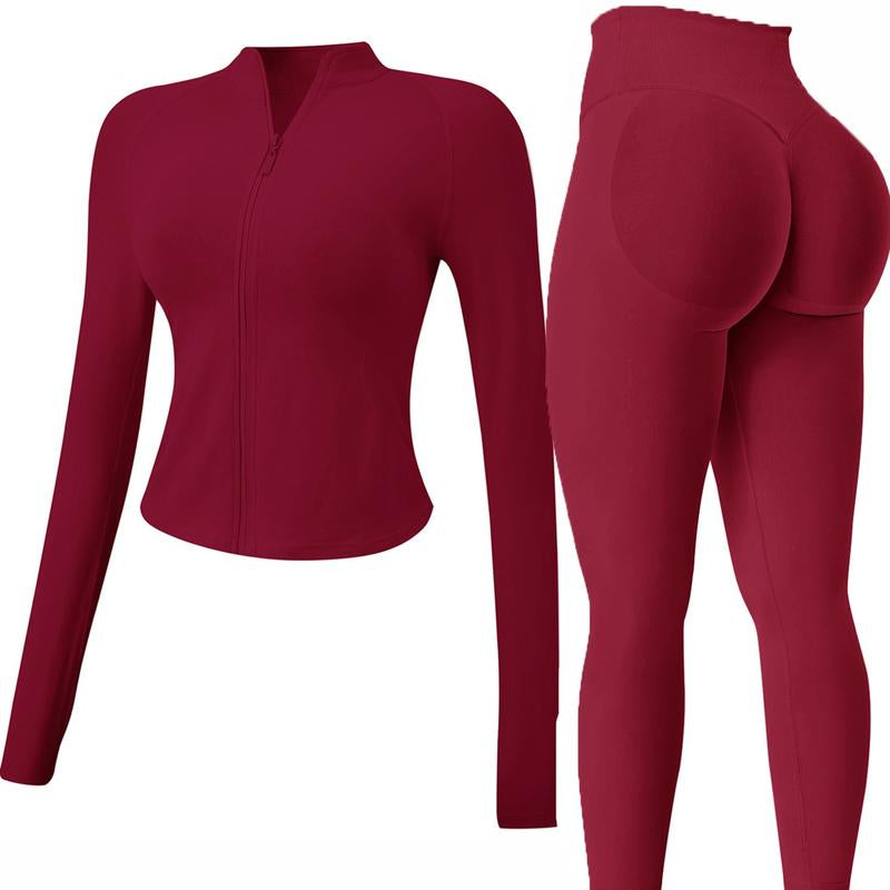 Jetjoy 2 Piece Workout Sets for Women, Long or Short Sleeve T Shirt Tank Top + Workout Shorts Butt Lifting Gym Seamless Booty Biker Shorts, Going Out Gym Sets Fitness Clothes Skinny Sportswear Compression Activewear Gymwear Fitness Clothes