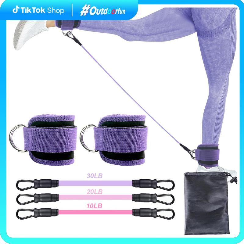 Ankle Resistance Bands, Ankle Bands for Working Out with Cuffs, Resistance Bands for Leg Butt Training Workout Equipment for Kickbacks Hip Gluteus Training Exercises, Ankle Straps with Exercise Bands Resistant Bands Fitness Ankle Resistance Outdoorfun