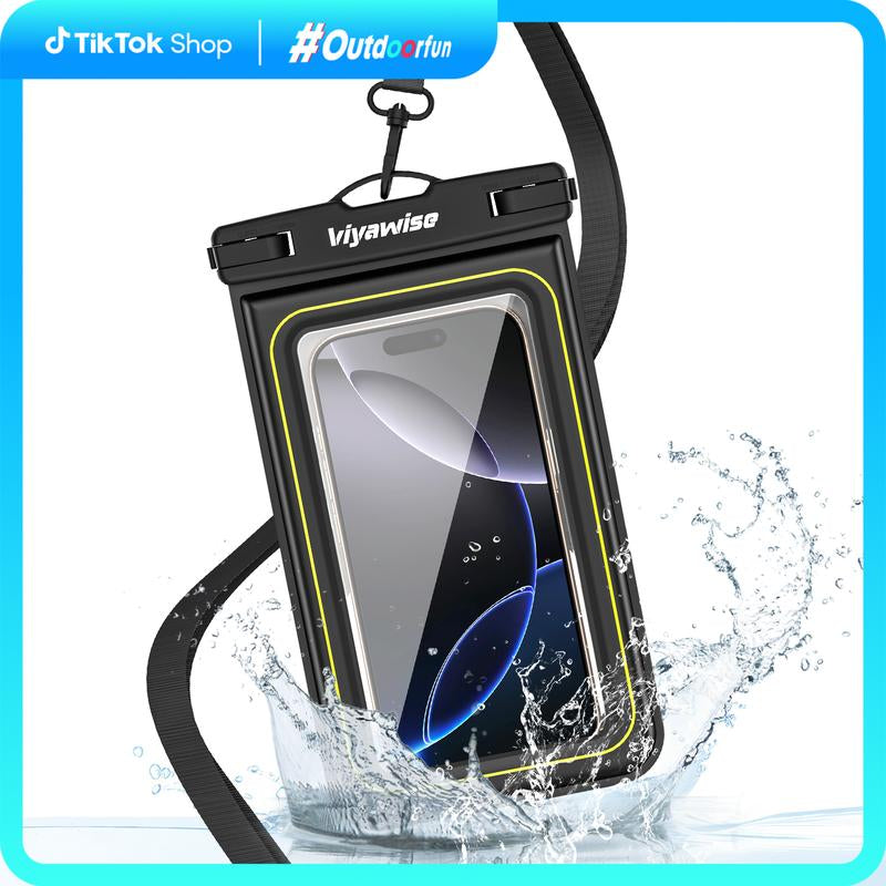 Viyawise Outdoorfun Waterproof Phone Pouch - IPX8 Certified & Floatable Design | 5 Holographic Colors | Fits Most Smartphones | Beach Cruise Swim Essentials with Adjustable Lanyard