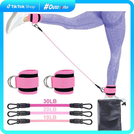 Ankle Resistance Bands, Ankle Bands for Working Out with Cuffs, Resistance Bands for Leg Butt Training Workout Equipment for Kickbacks Hip Gluteus Training Exercises, Ankle Straps with Exercise Bands Resistant Bands Fitness Ankle Resistance Outdoorfun