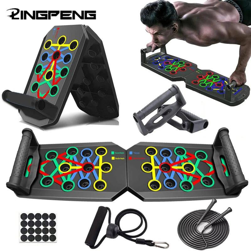 Portable Multifunctional Push-Up Board Set with Foldable Handles for Comprehensive Chest, Abdomen, Arms, and Back Training