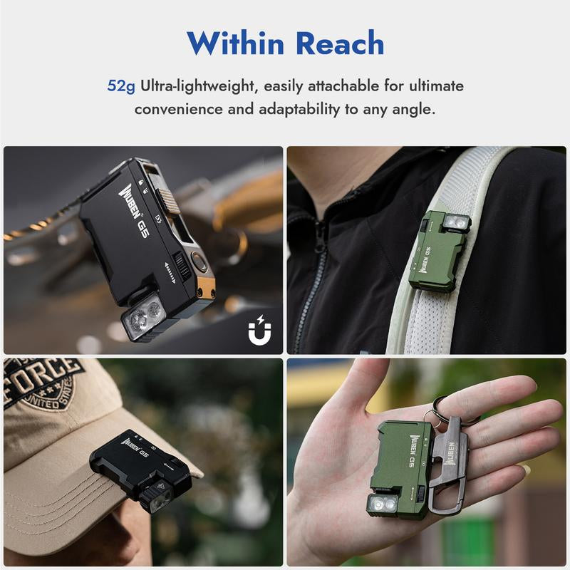 WUBEN G5 Premium Rotatable RGB Mini Pocket Flashlight, 400 Lumens, USB-C Rechargeable, Magnetic Clip, Ideal for Work, Travel, and Gear Bags, Dealsforyoudays