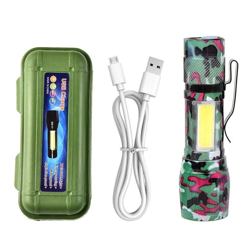 Small Metal Pocket Torch Light Rechargeable Military Portable Mini Flashlight with Battery USB Cable with Side Light Zoomable Mini LED Torch for Camping Fishing Cycling Emergency Light for Home Daily Use Powerful Handheld Super Bright,Hike Emergency