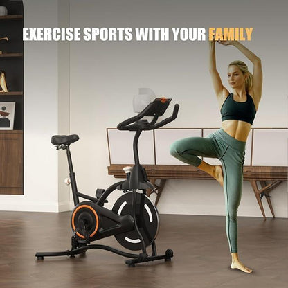 SMART QUEEN Exercise Bike Stationary Bikes for Home, Adjustable Resistance & Comfortable Seat Workout Bike, Quiet Indoor Cycling Bike with Digital Monitor, Phone Holder