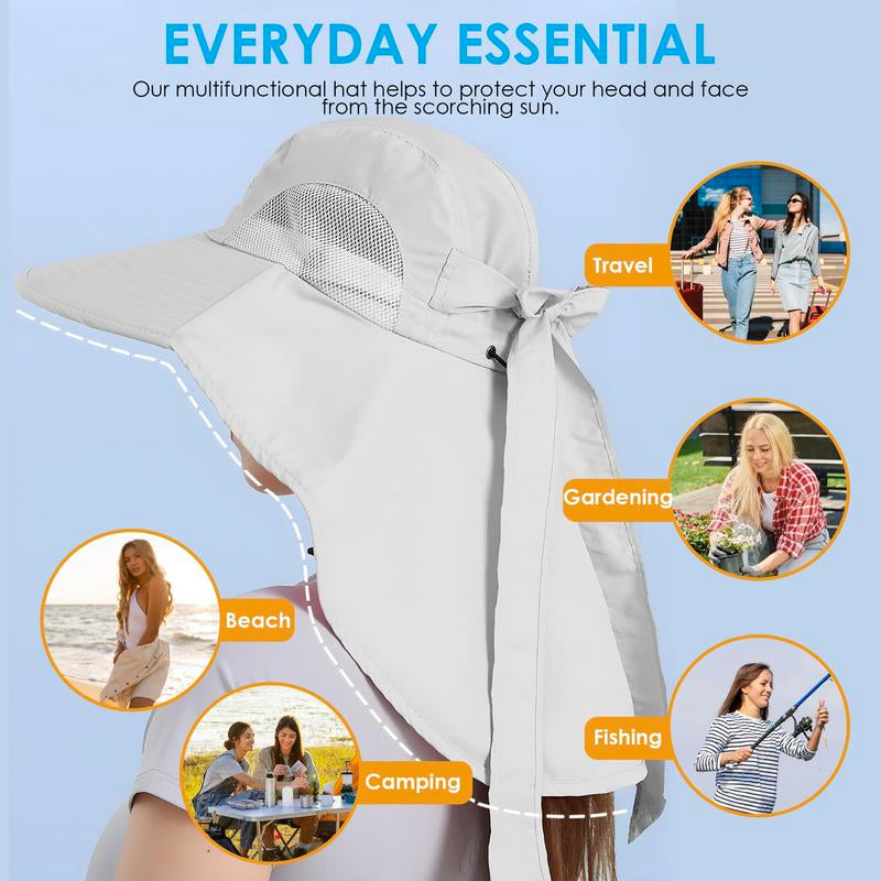 Womens Sun Hat Uv Protection Foldable Waterproof Wide Brim Bucket Hats with Neck Flap for Summer Beach Fishing Hiking