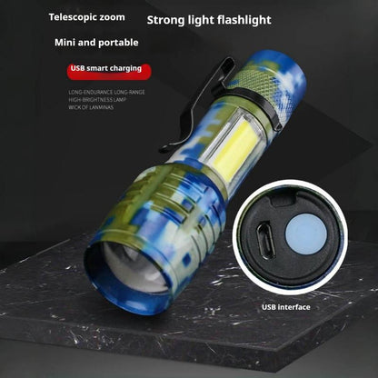 Small Metal Pocket Torch Light Rechargeable Military Portable Mini Flashlight with Battery USB Cable with Side Light Zoomable Mini LED Torch for Camping Fishing Cycling Emergency Light for Home Daily Use Powerful Handheld Super Bright,Hike Emergency