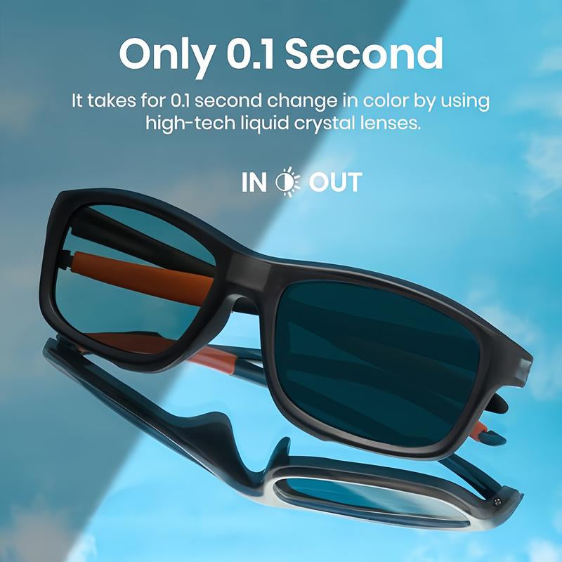 Fast Change 0.1S Photochromic Polarized Sunglasses - Square Unisex Lightweight Outdoor Eyewear with UV Protection & Instant Color Change for Men & Women