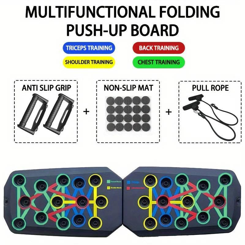 Portable Multifunctional Push-Up Board Set with Foldable Handles for Comprehensive Chest, Abdomen, Arms, and Back Training