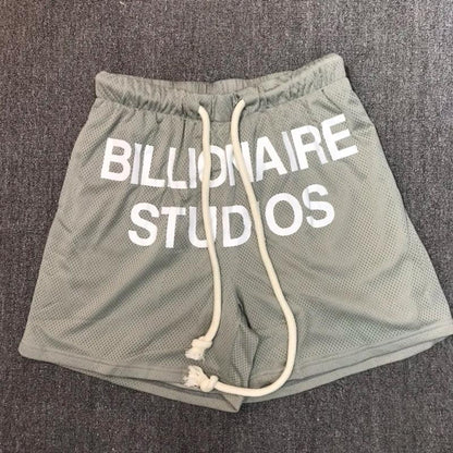 Billionaire BLACKOUT BILL NET Shorts Black Men Women Mesh Drawstring Breeches