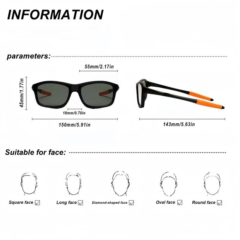 Fast Change 0.1S Photochromic Polarized Sunglasses - Square Unisex Lightweight Outdoor Eyewear with UV Protection & Instant Color Change for Men & Women
