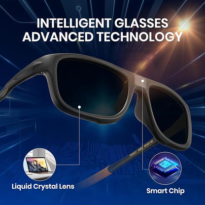 Fast Change 0.1S Photochromic Polarized Sunglasses - Square Unisex Lightweight Outdoor Eyewear with UV Protection & Instant Color Change for Men & Women