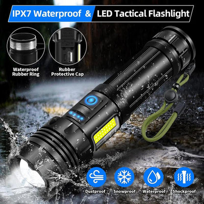 DACUAUCAD 3-In-1 POWER BANK FLASHLIGHT | Super Bright, USB Rechargeable Portable Flashlight with Zoom | Camping, Emergency, Fishing