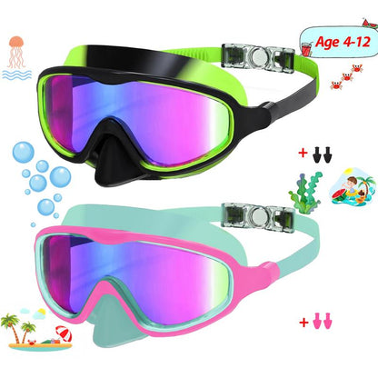 1 Pack Children'S Swimming Goggles 4-15 Years Anti-Fog UV Wide Field of View Waterproof Leak Proof Boys and Girls Swimming Goggles