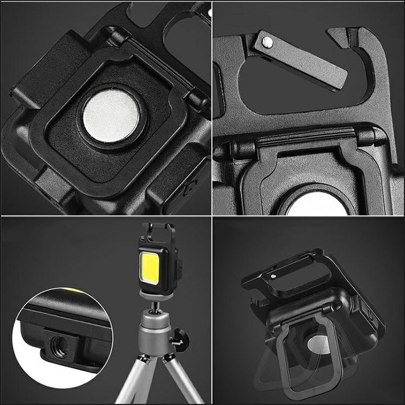 LED Flashlight Cob Keychain Work Light, Triple Light Flashlight with 3 Modes, EDC Purse Light, Rechargeable Flashlights for Home, Camping, Walking
