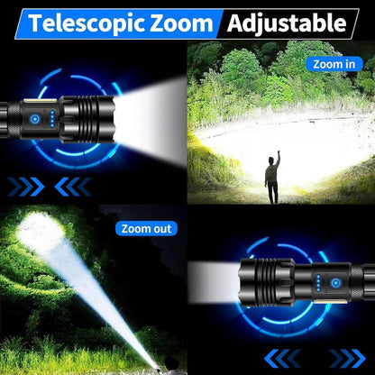 DACUAUCAD 3-In-1 POWER BANK FLASHLIGHT | Super Bright, USB Rechargeable Portable Flashlight with Zoom | Camping, Emergency, Fishing