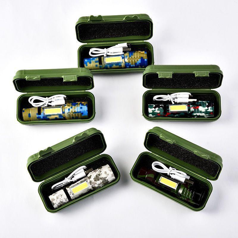 Small Metal Pocket Torch Light Rechargeable Military Portable Mini Flashlight with Battery USB Cable with Side Light Zoomable Mini LED Torch for Camping Fishing Cycling Emergency Light for Home Daily Use Powerful Handheld Super Bright,Hike Emergency
