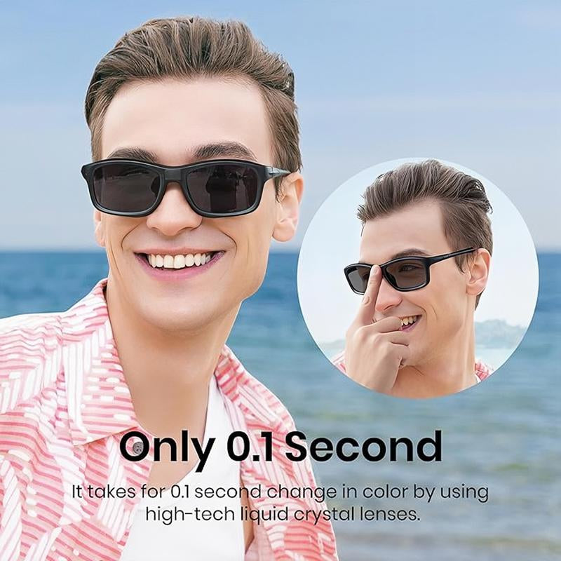 Fast Change 0.1S Photochromic Polarized Sunglasses - Square Unisex Lightweight Outdoor Eyewear with UV Protection & Instant Color Change for Men & Women