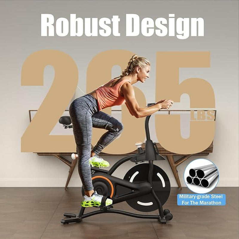 SMART QUEEN Exercise Bike Stationary Bikes for Home, Adjustable Resistance & Comfortable Seat Workout Bike, Quiet Indoor Cycling Bike with Digital Monitor, Phone Holder