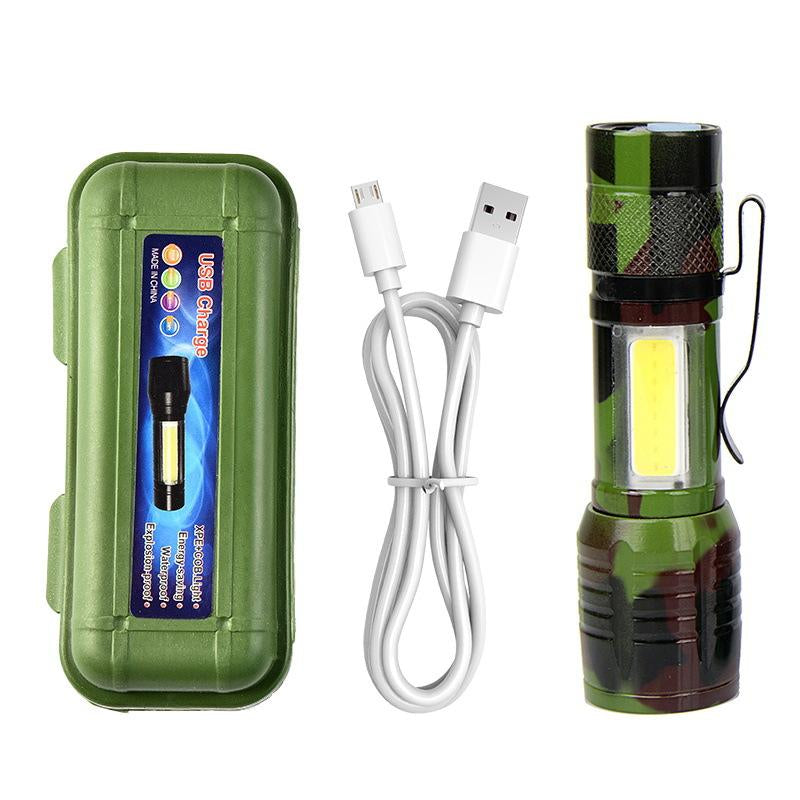 Small Metal Pocket Torch Light Rechargeable Military Portable Mini Flashlight with Battery USB Cable with Side Light Zoomable Mini LED Torch for Camping Fishing Cycling Emergency Light for Home Daily Use Powerful Handheld Super Bright,Hike Emergency