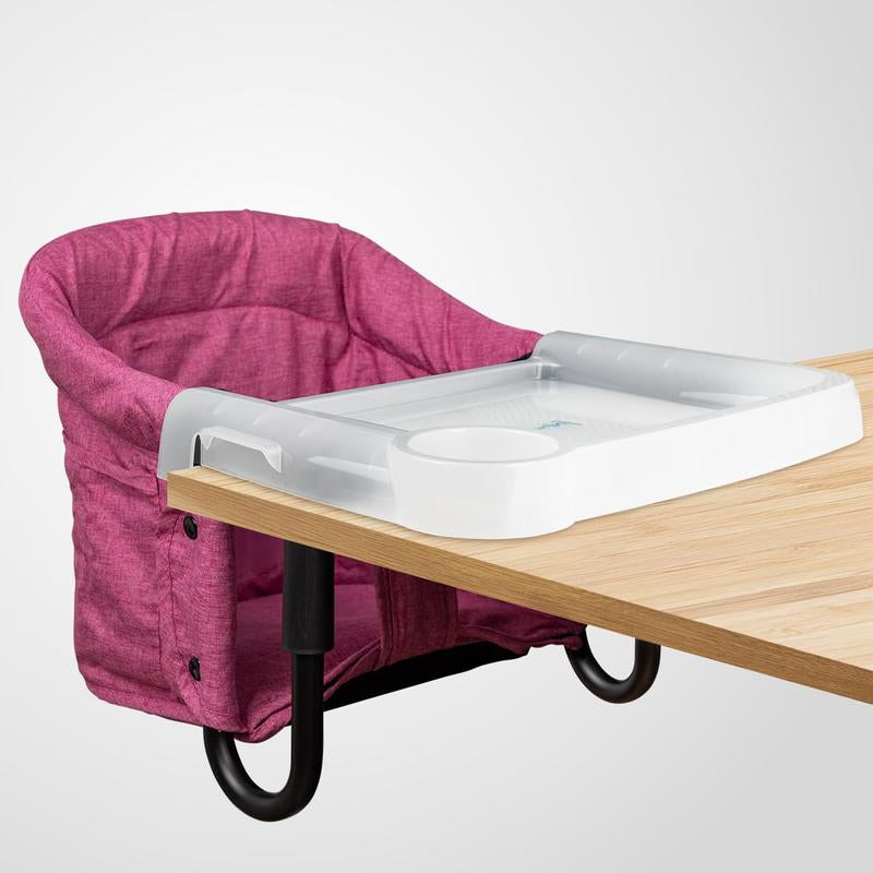 Portable Hook-On High Chair for Babies 6-36M Foldable Travel Booster Seat W/ Carry Bag | Grey/Khaki/Rose Red