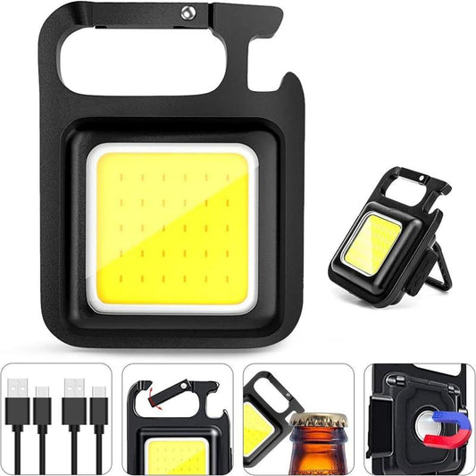 LED Flashlight Cob Keychain Work Light, Triple Light Flashlight with 3 Modes, EDC Purse Light, Rechargeable Flashlights for Home, Camping, Walking