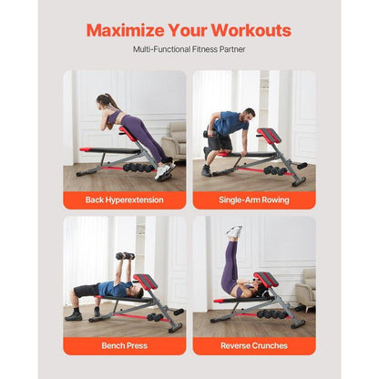 VEVOR Roman Chair Back Extension Hyperextension Bench Multi-Function Adjustable Gym