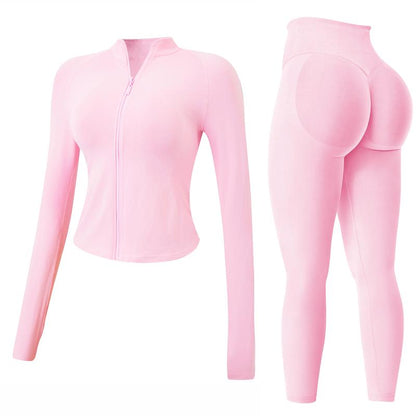 Jetjoy 2 Piece Workout Sets for Women, Long or Short Sleeve T Shirt Tank Top + Workout Shorts Butt Lifting Gym Seamless Booty Biker Shorts, Going Out Gym Sets Fitness Clothes Skinny Sportswear Compression Activewear Gymwear Fitness Clothes