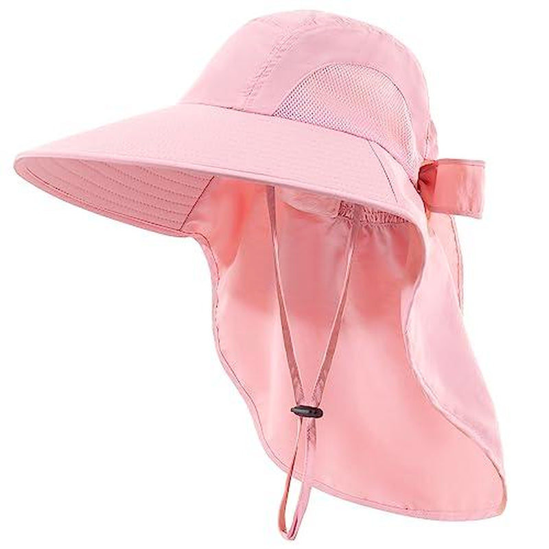 Womens Sun Hat Uv Protection Foldable Waterproof Wide Brim Bucket Hats with Neck Flap for Summer Beach Fishing Hiking