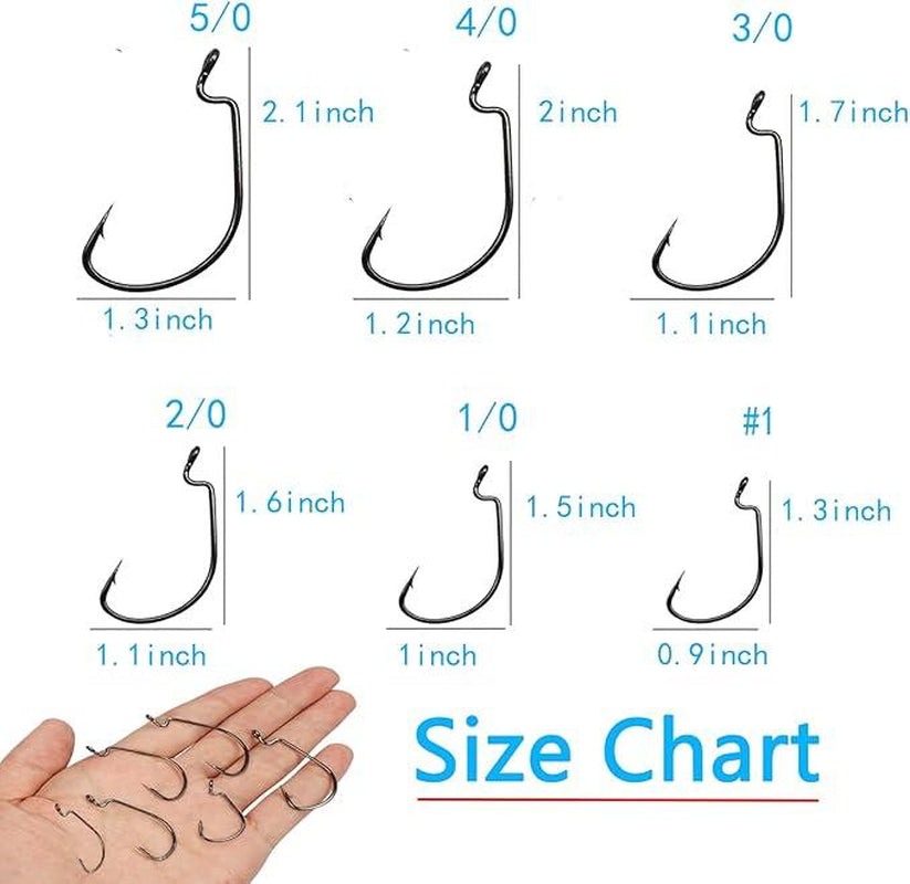 Worm Hooks for Bass Fishing Hooks, 110Pcs Bass Hooks Fishing