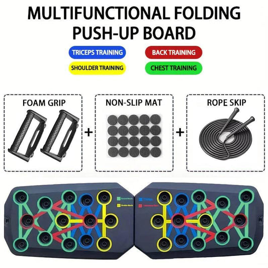 Portable Multifunctional Push-Up Board Set with Foldable Handles for Comprehensive Chest, Abdomen, Arms, and Back Training