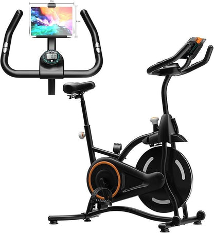 SMART QUEEN Exercise Bike Stationary Bikes for Home, Adjustable Resistance & Comfortable Seat Workout Bike, Quiet Indoor Cycling Bike with Digital Monitor, Phone Holder