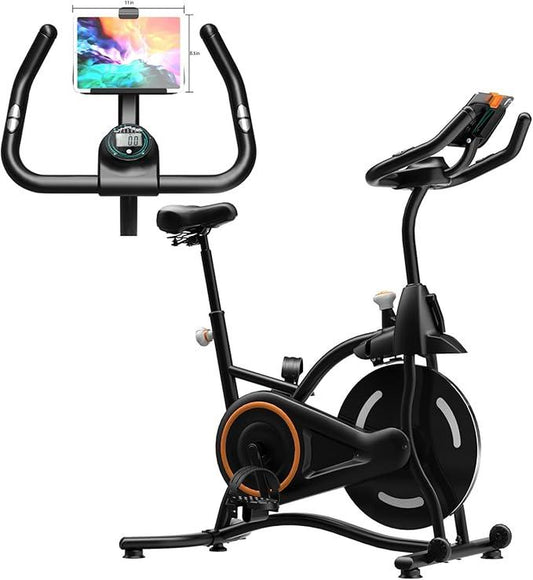 SMART QUEEN Exercise Bike Stationary Bikes for Home, Adjustable Resistance & Comfortable Seat Workout Bike, Quiet Indoor Cycling Bike with Digital Monitor, Phone Holder