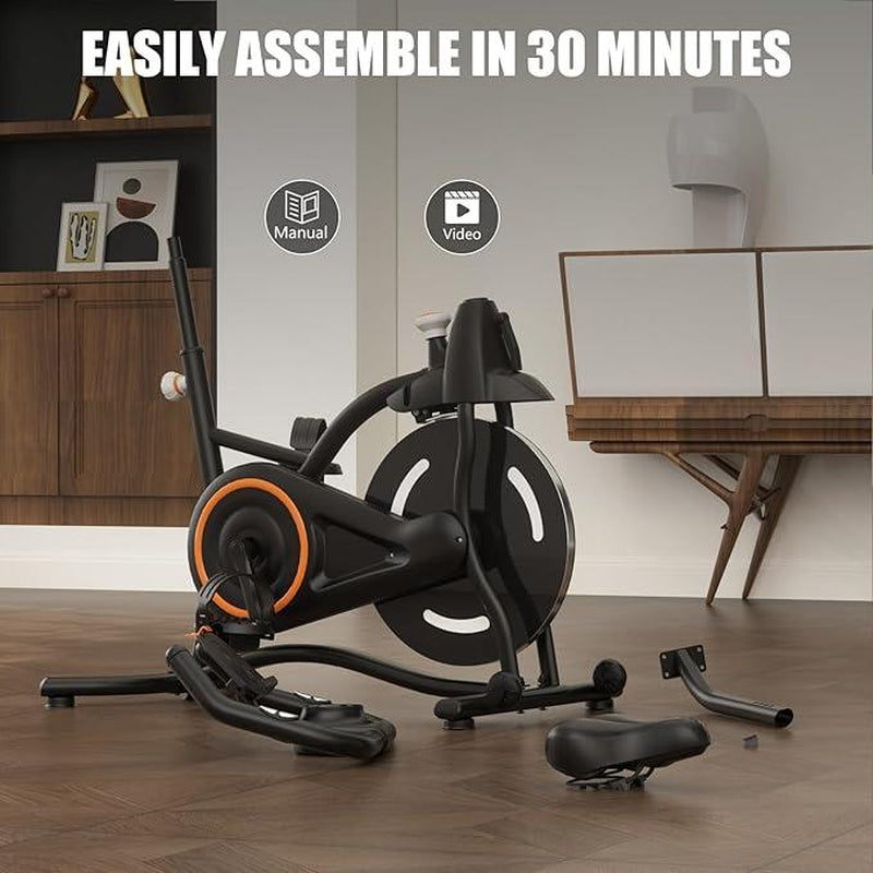 SMART QUEEN Exercise Bike Stationary Bikes for Home, Adjustable Resistance & Comfortable Seat Workout Bike, Quiet Indoor Cycling Bike with Digital Monitor, Phone Holder
