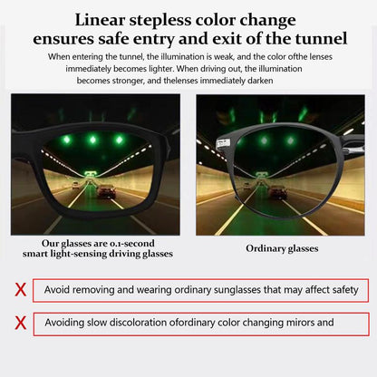 Fast Change 0.1S Photochromic Polarized Sunglasses - Square Unisex Lightweight Outdoor Eyewear with UV Protection & Instant Color Change for Men & Women