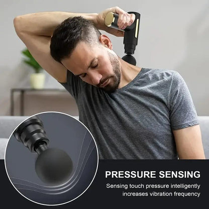 Home Portable USB Rechargeable 6-Speed Body Massage Gun, Adjustable Multifunctional Body Fascia Gun . Perfect for Muscle Recovery, Neck & Back Pain Relief, and Post-Workout Relaxation, 4 Replaceable Heads; Ultra-Quiet Brushless Motor, Black Massager Gift