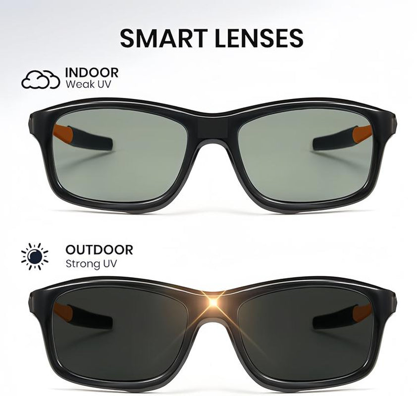 Fast Change 0.1S Photochromic Polarized Sunglasses - Square Unisex Lightweight Outdoor Eyewear with UV Protection & Instant Color Change for Men & Women
