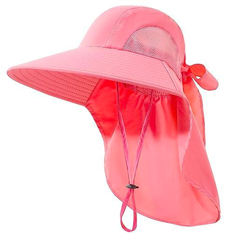 Womens Sun Hat Uv Protection Foldable Waterproof Wide Brim Bucket Hats with Neck Flap for Summer Beach Fishing Hiking