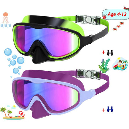 1 Pack Children'S Swimming Goggles 4-15 Years Anti-Fog UV Wide Field of View Waterproof Leak Proof Boys and Girls Swimming Goggles