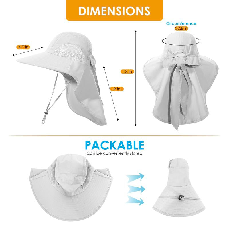 Womens Sun Hat Uv Protection Foldable Waterproof Wide Brim Bucket Hats with Neck Flap for Summer Beach Fishing Hiking