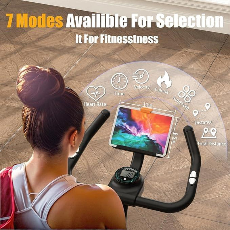 SMART QUEEN Exercise Bike Stationary Bikes for Home, Adjustable Resistance & Comfortable Seat Workout Bike, Quiet Indoor Cycling Bike with Digital Monitor, Phone Holder