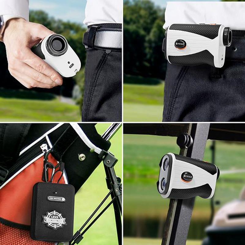 Golf Rangefinder with Slope, 1200 Yards, 7X Magnification, Rechargeable, Flag Lock Vibration, Glow-In-The-Dark, Sturdy Laser for Golfers (White)