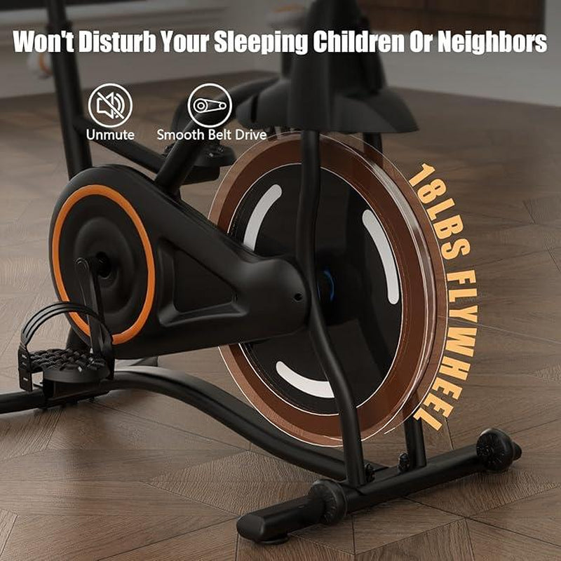 SMART QUEEN Exercise Bike Stationary Bikes for Home, Adjustable Resistance & Comfortable Seat Workout Bike, Quiet Indoor Cycling Bike with Digital Monitor, Phone Holder