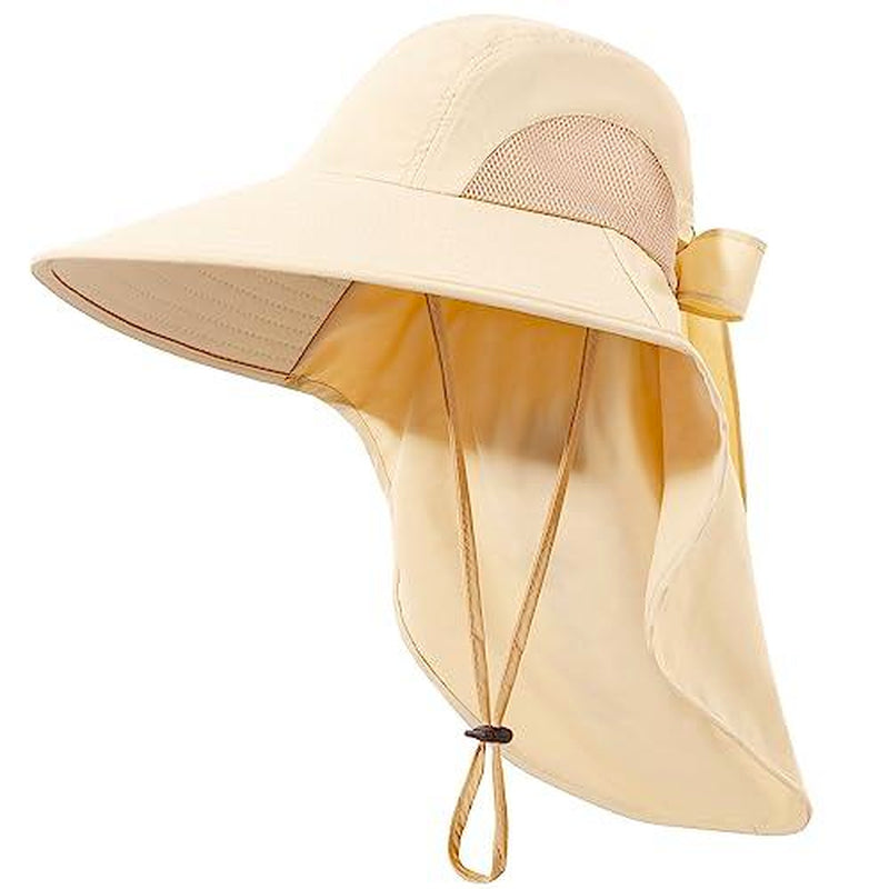 Womens Sun Hat Uv Protection Foldable Waterproof Wide Brim Bucket Hats with Neck Flap for Summer Beach Fishing Hiking